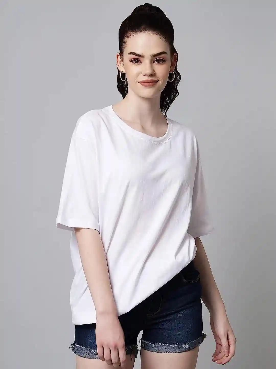 Cotton Oversized T-Shirt for Women - White(Small)