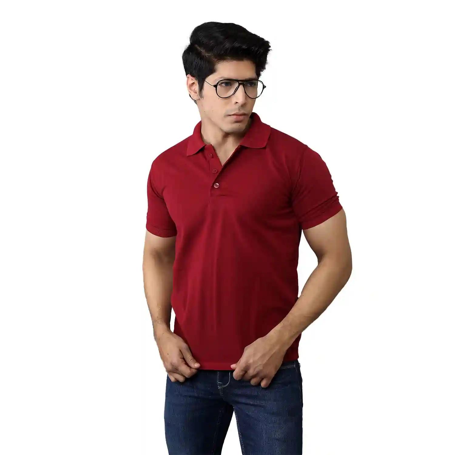 Cotton T-Shirt For Men - Maroon (Small)