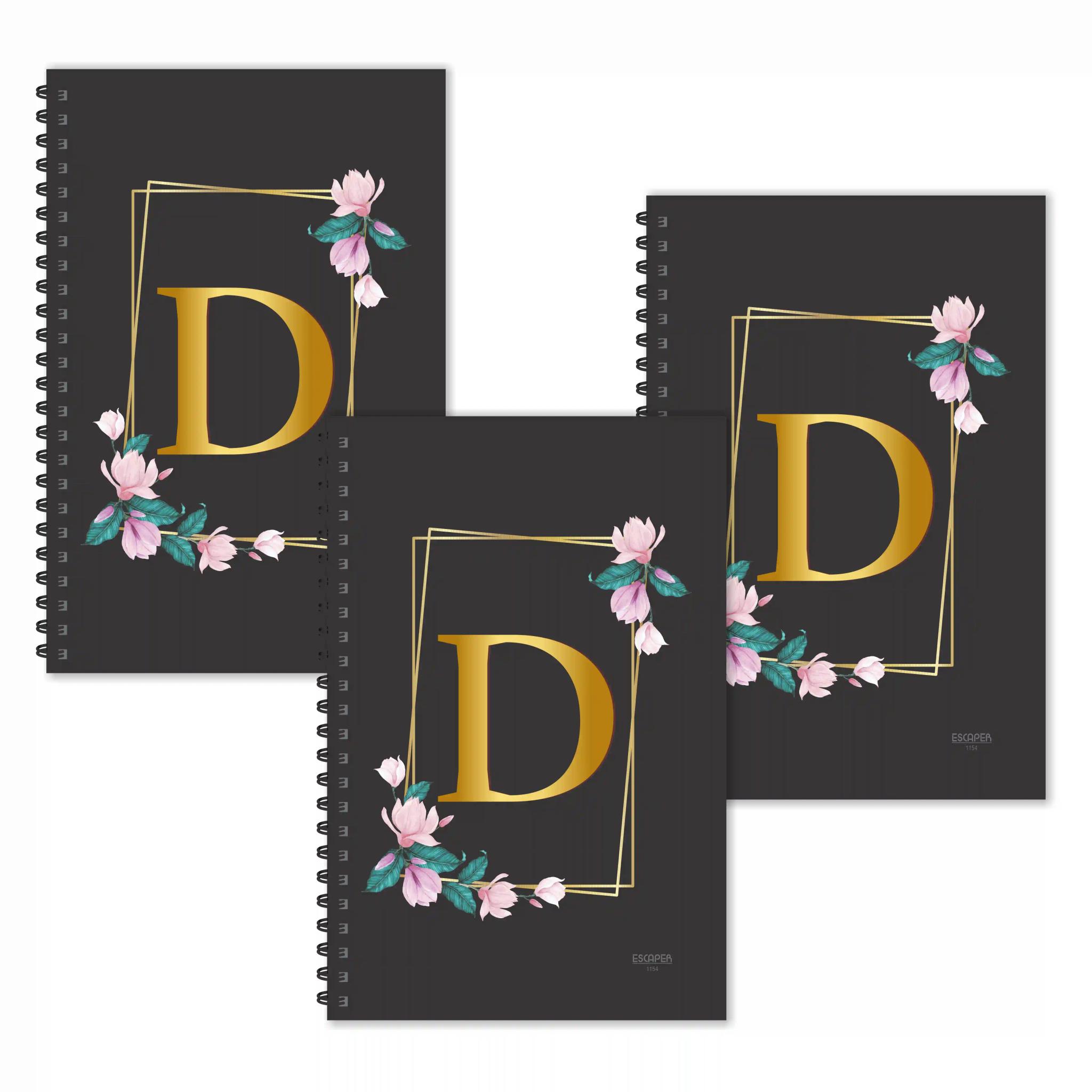 D Letter Ruled Diaries - Pack Of 3