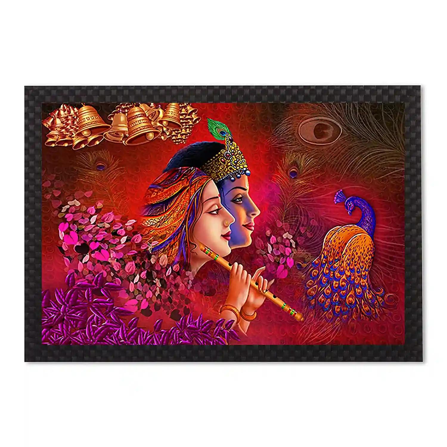 Radha Krishna Wall Painting For Home Decoration Pack of 1 (50 x 35 Cm)- Pattern 154