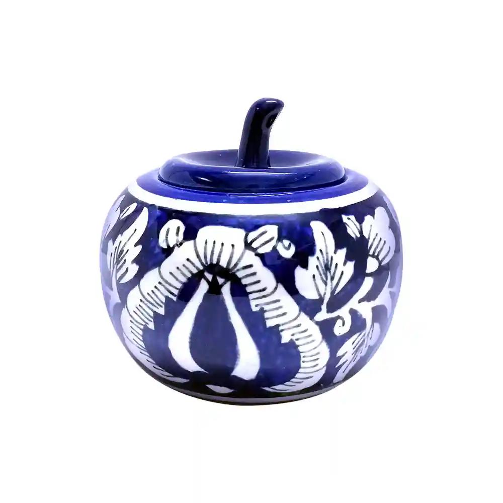 Ceramic Hand Painted Blue Floral Pattern Multi-Use Storage Container With Lid – 250 Ml