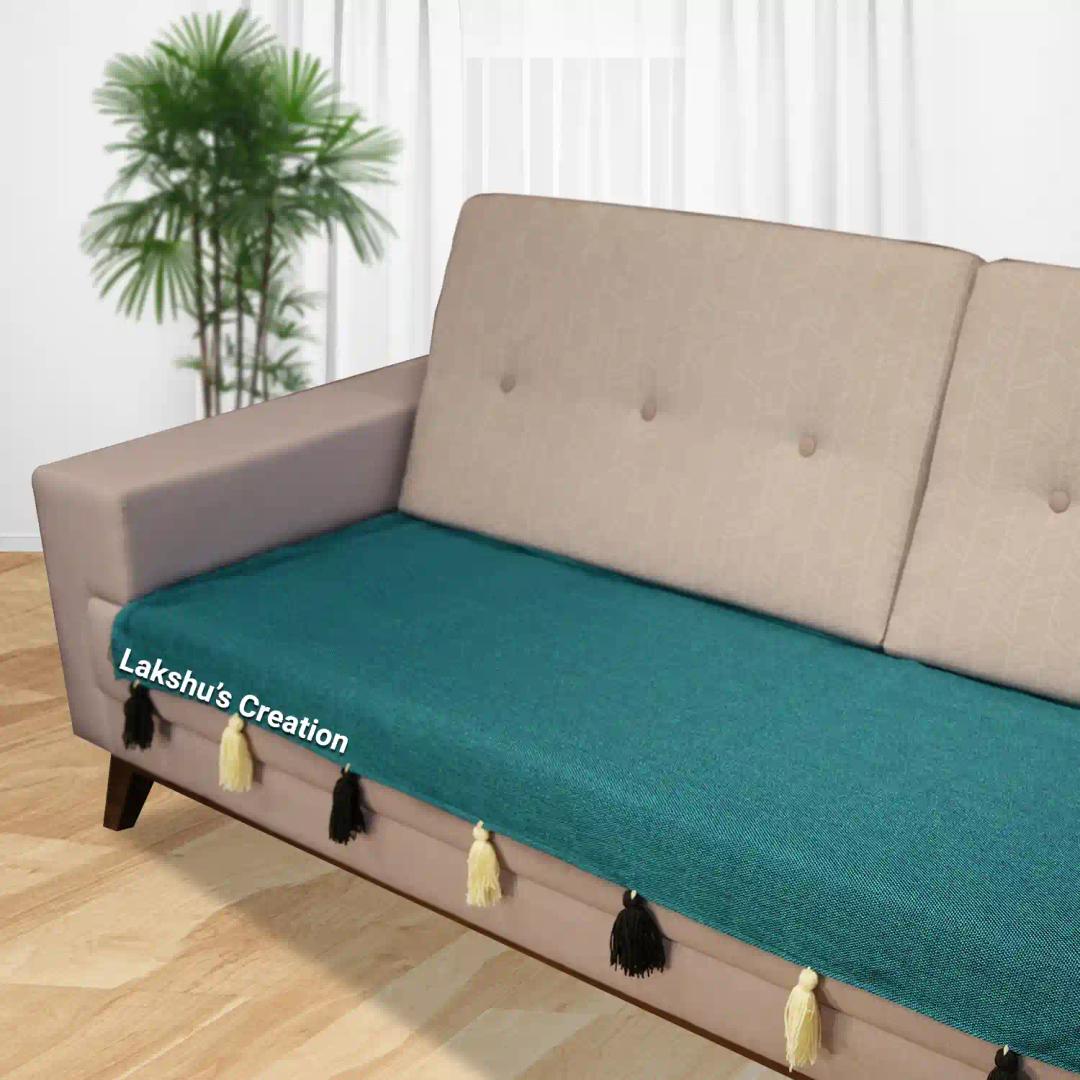 Jute Sofa Cover|Sofa Covers|Sofa Throw|Sofa Runner - Ocean Green