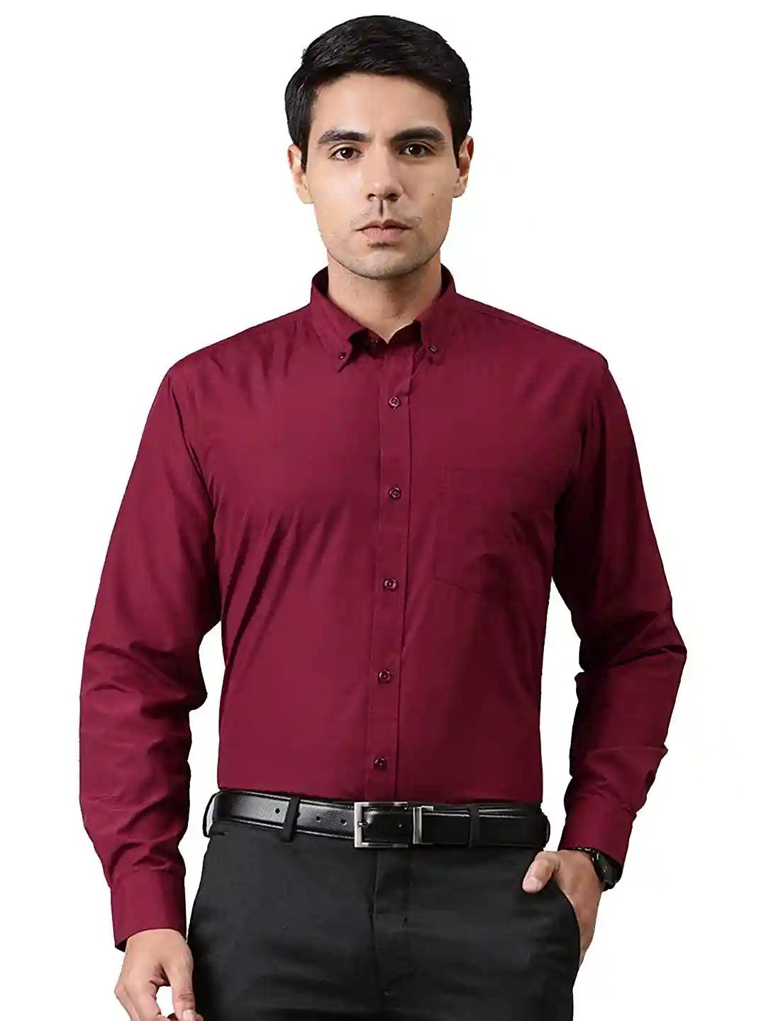 Cotton Shirt For Men - Maroon (Small)