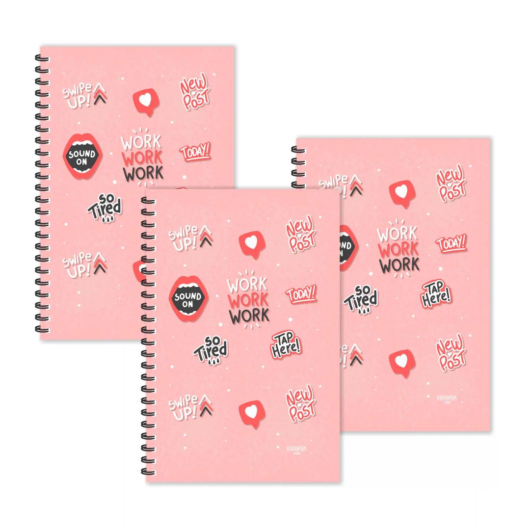 Work Work Work Doodle Ruled Diaries - Pack Of 3