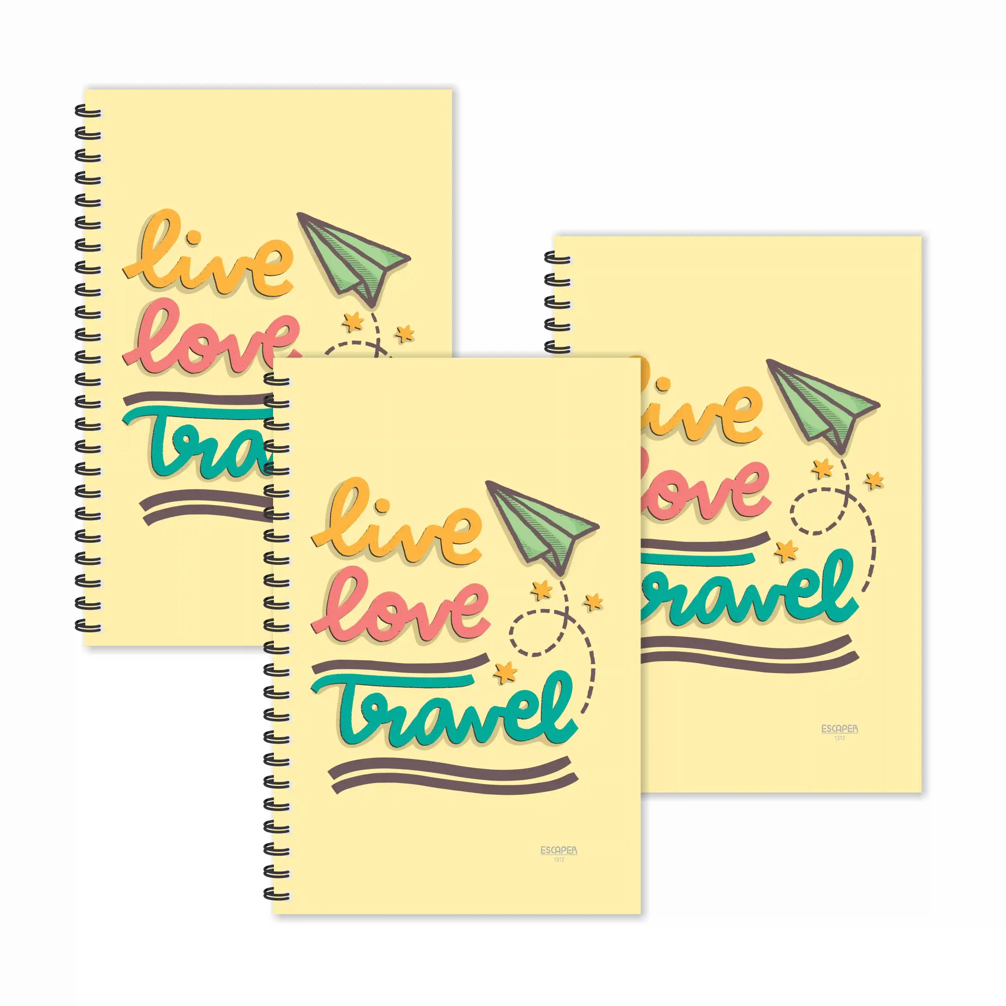 Live | Love | Travel Motivational Ruled Diaries - Pack Of 3