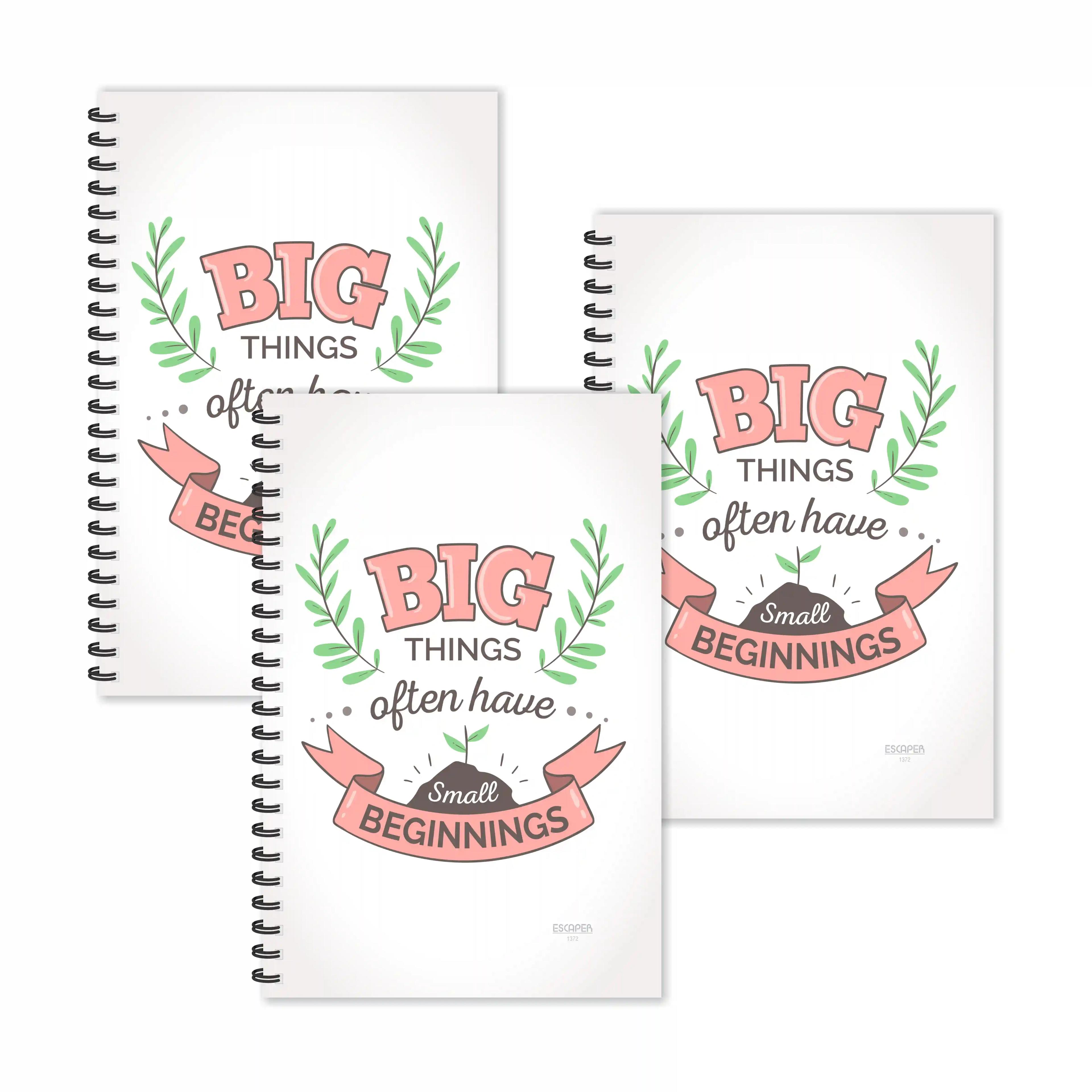 Big Things Small Beginnings Motivational Ruled Diaries - Pack Of 3