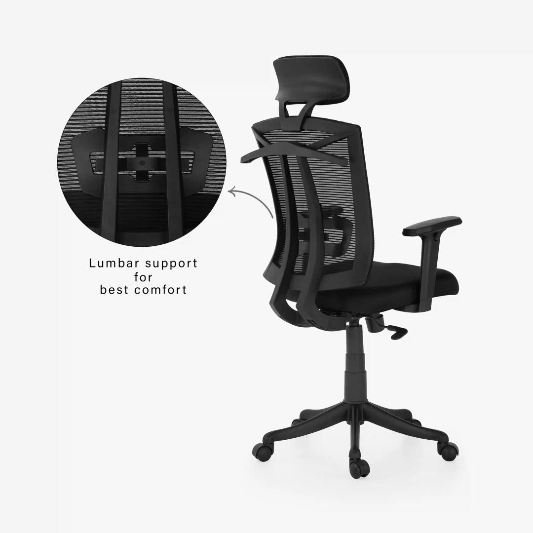 Vienna High Back Ergonomic Chair With Head Rest & Lumbar Support