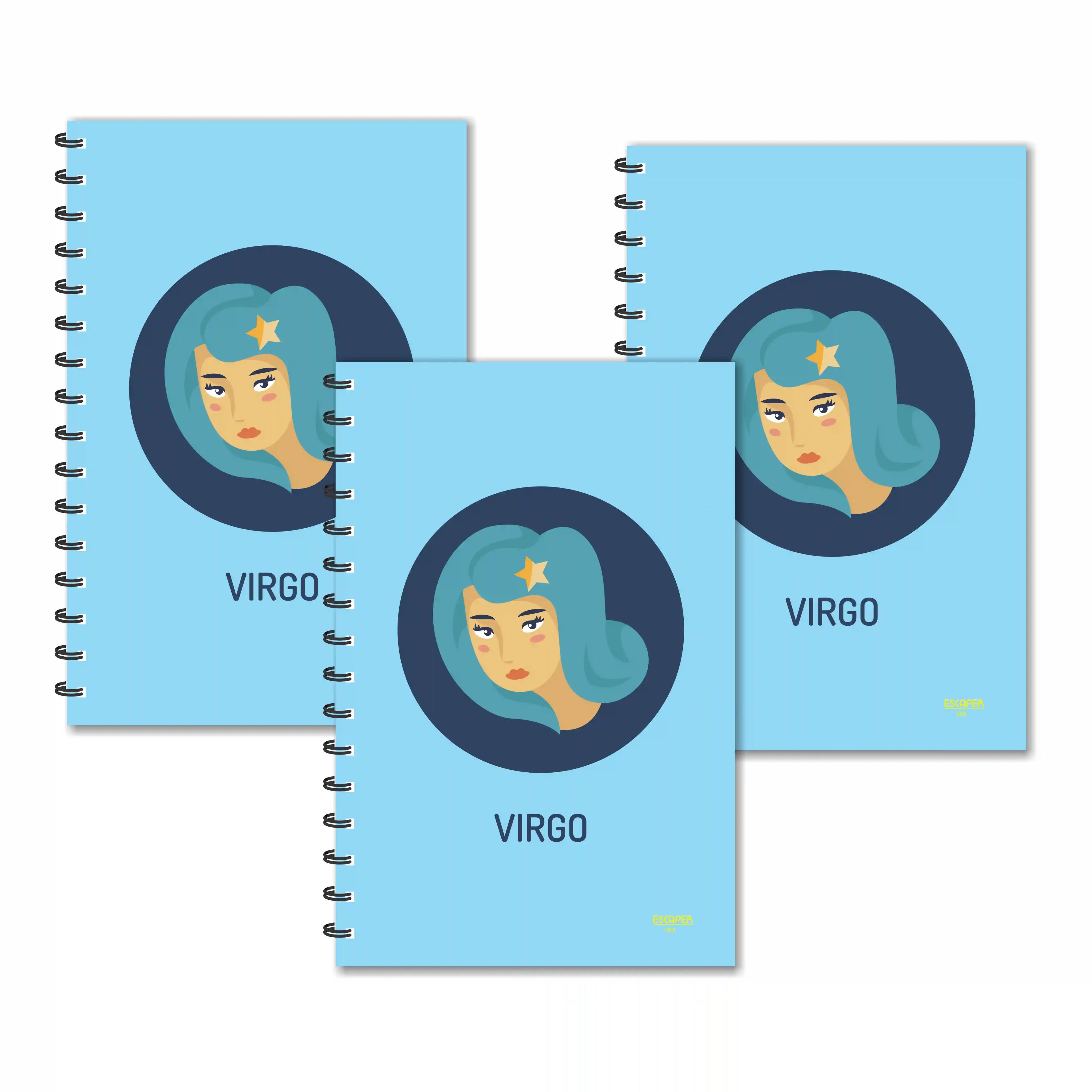 Virgo Designer Zodiac Ruled Diaries - Pack Of 3