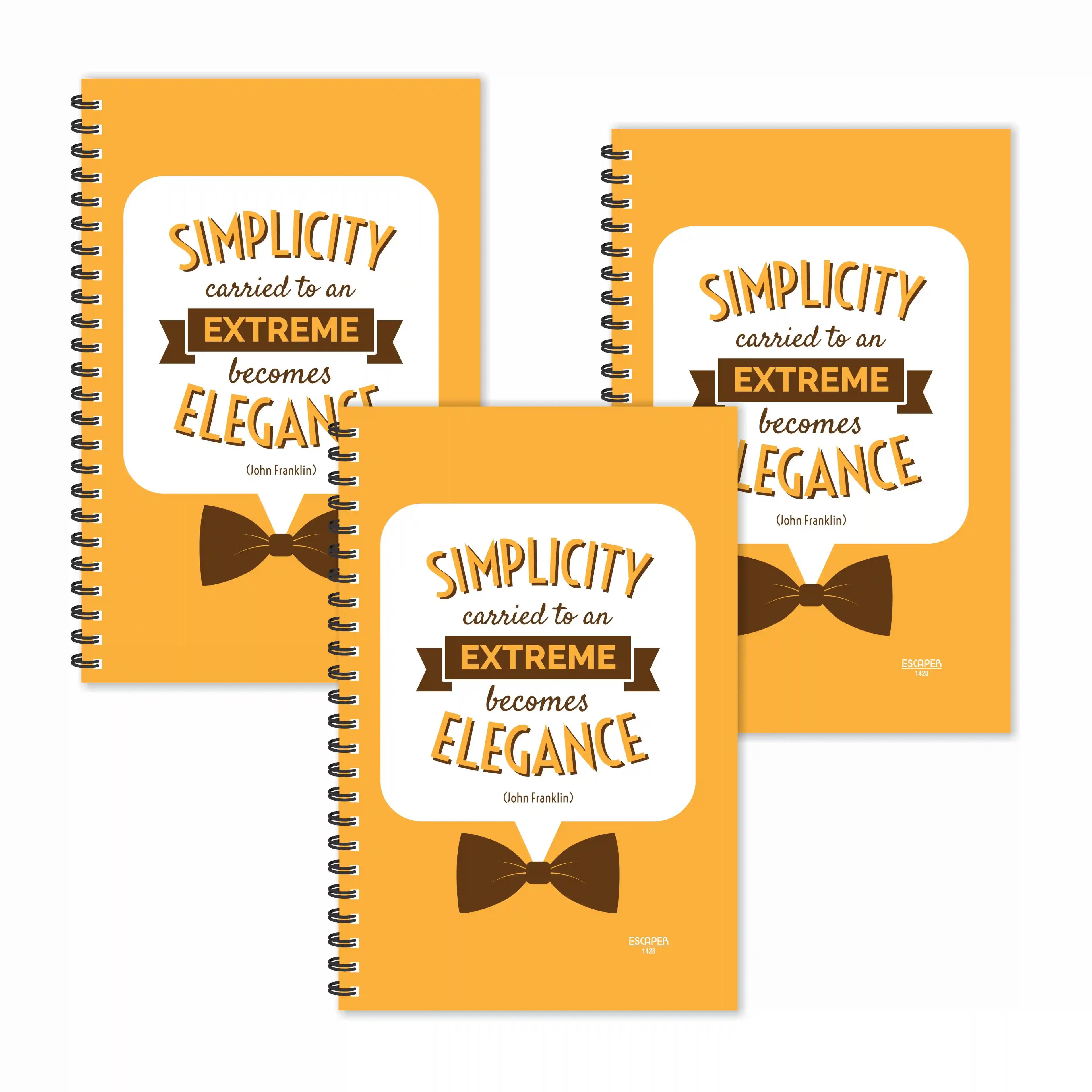 Simplicity Extreme Elegance Motivation Ruled Diaries - Pack Of 3