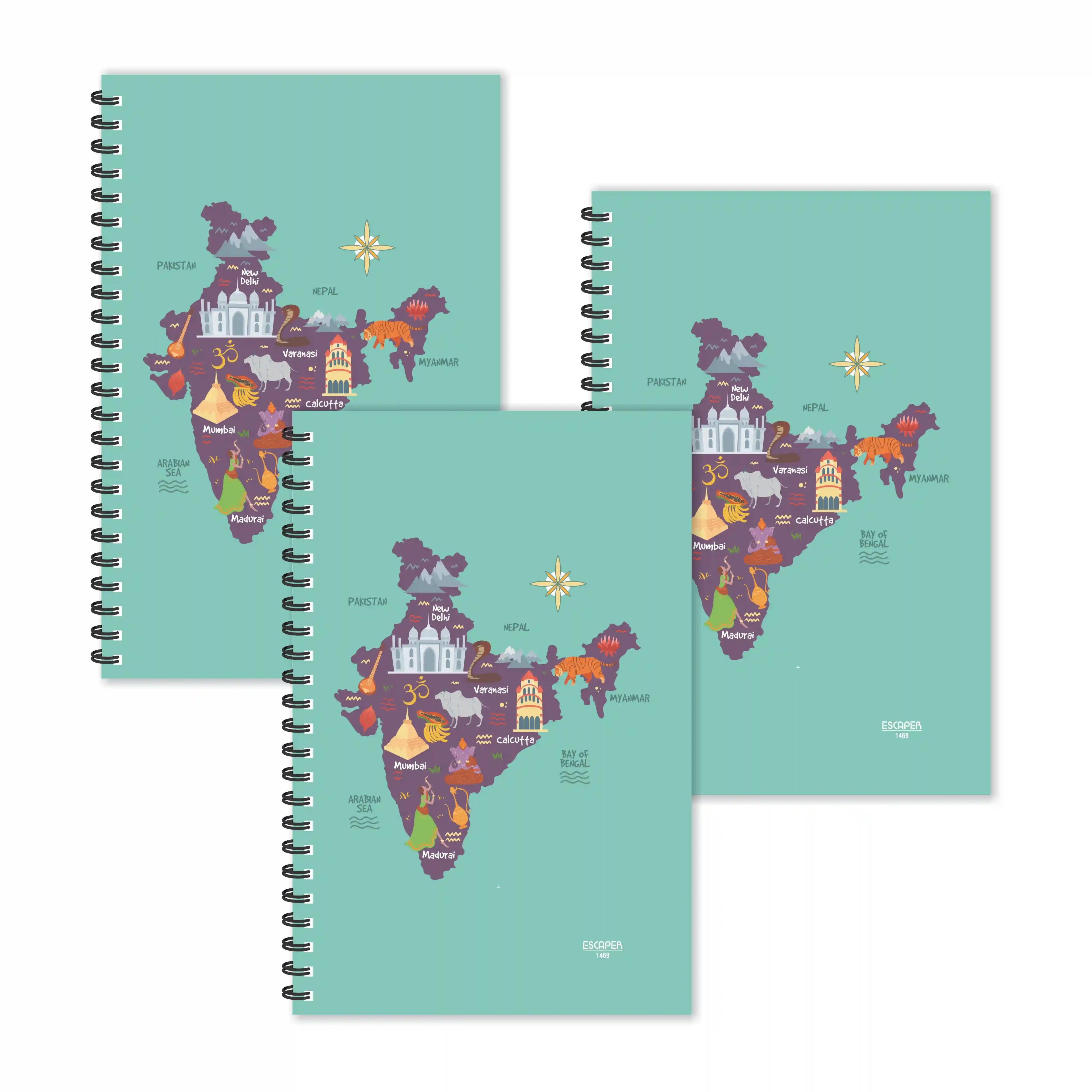 India Culture Map Ruled Diaries - Pack Of 3