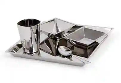 JVL Mirror Finish Square Thali - Set of 5