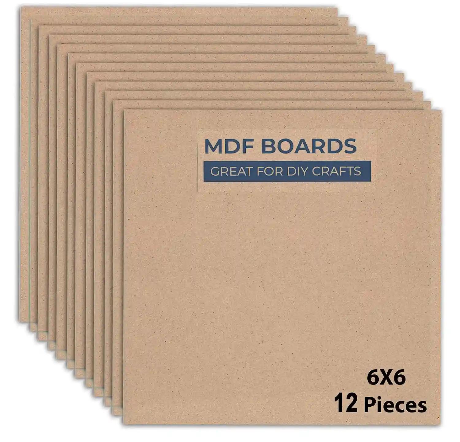 Woodcraft Original MDF Sheet For Art and Craft, Resin Art, Mandala Art, Pyrography & Painting - Pack Of 12