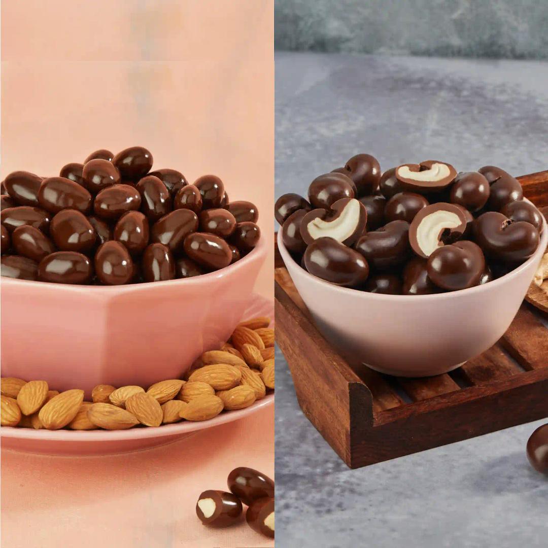 Gourmet Chocolate Almonds & Cashews COMBO Jars