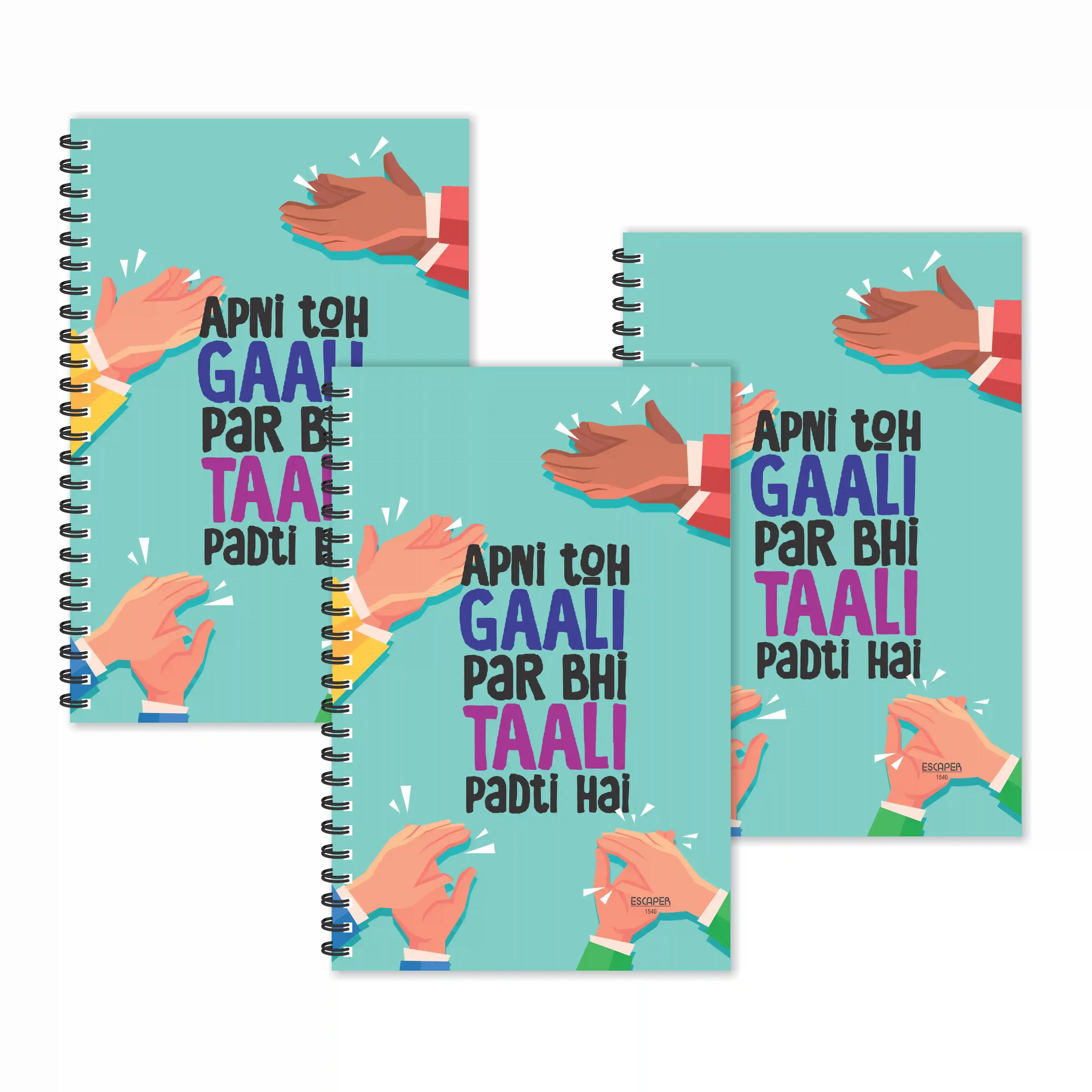 Apni Toh Gali Par Bhi Tali Padti Hai Hindi Quotes Ruled Diaries - Pack Of 3