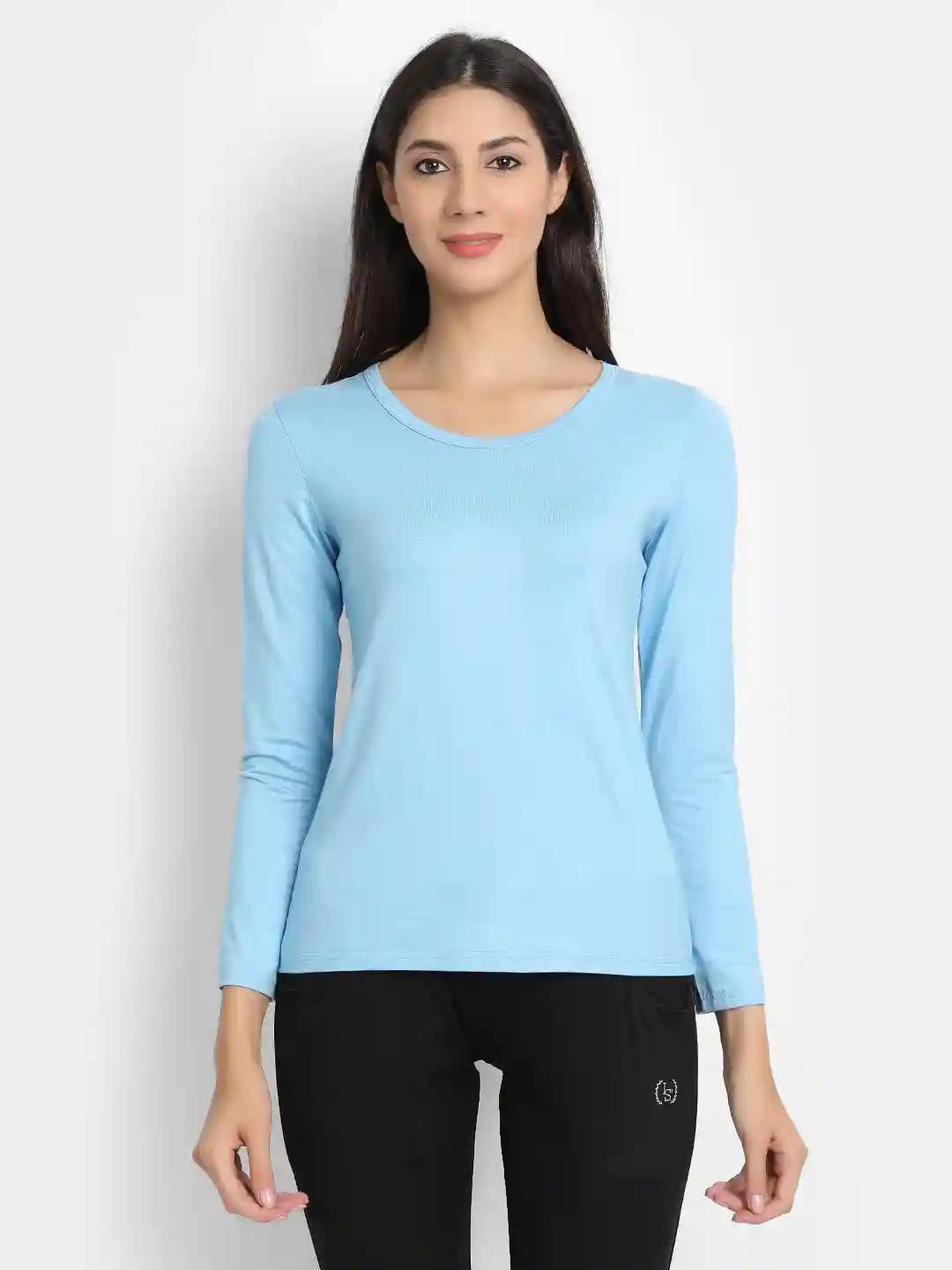 Bamboo Fabric Full Sleeve T-Shirt Sea Blue - S