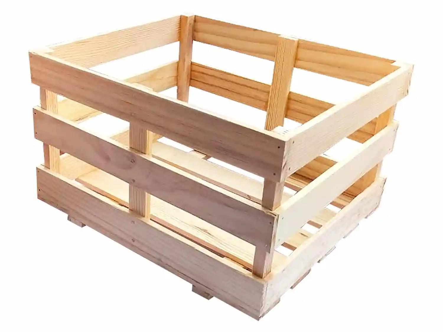 Woodcraft Original Pine Wood Big Basket/Crate Brown - Set of 1