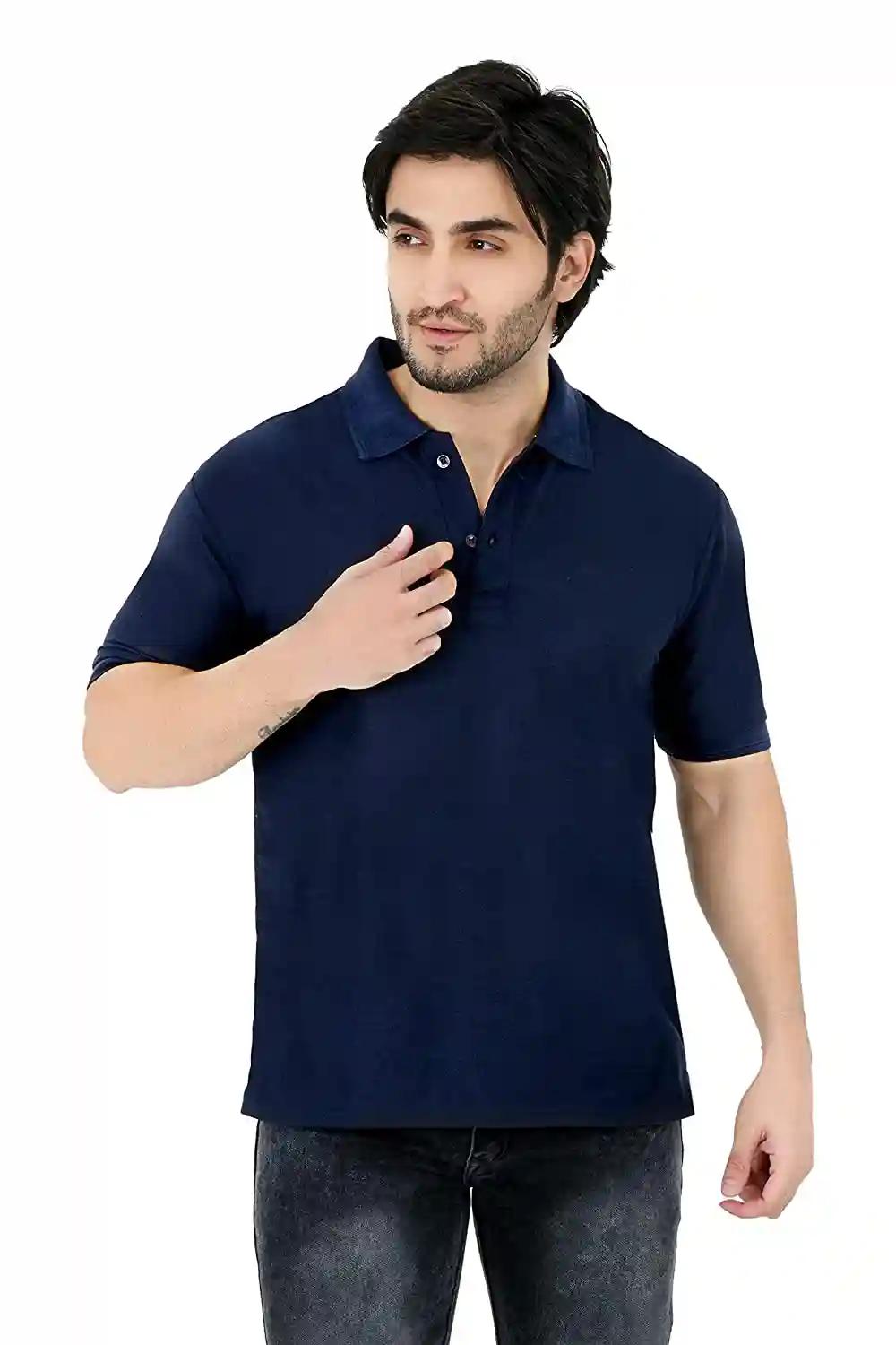 Cotton T-Shirt For Men - Navy Blue (Small)