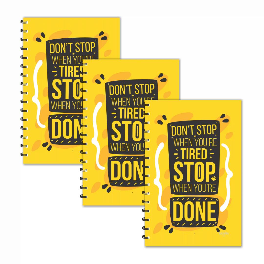 Don'T Stop When You Are Tired..Motivational Diary With Quotes - Pack Of 3