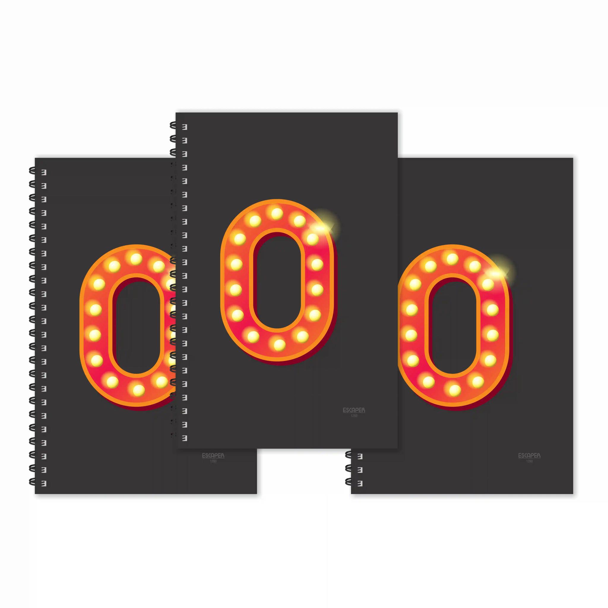 Number 0 - Numeric Ruled Diaries - Pack Of 3