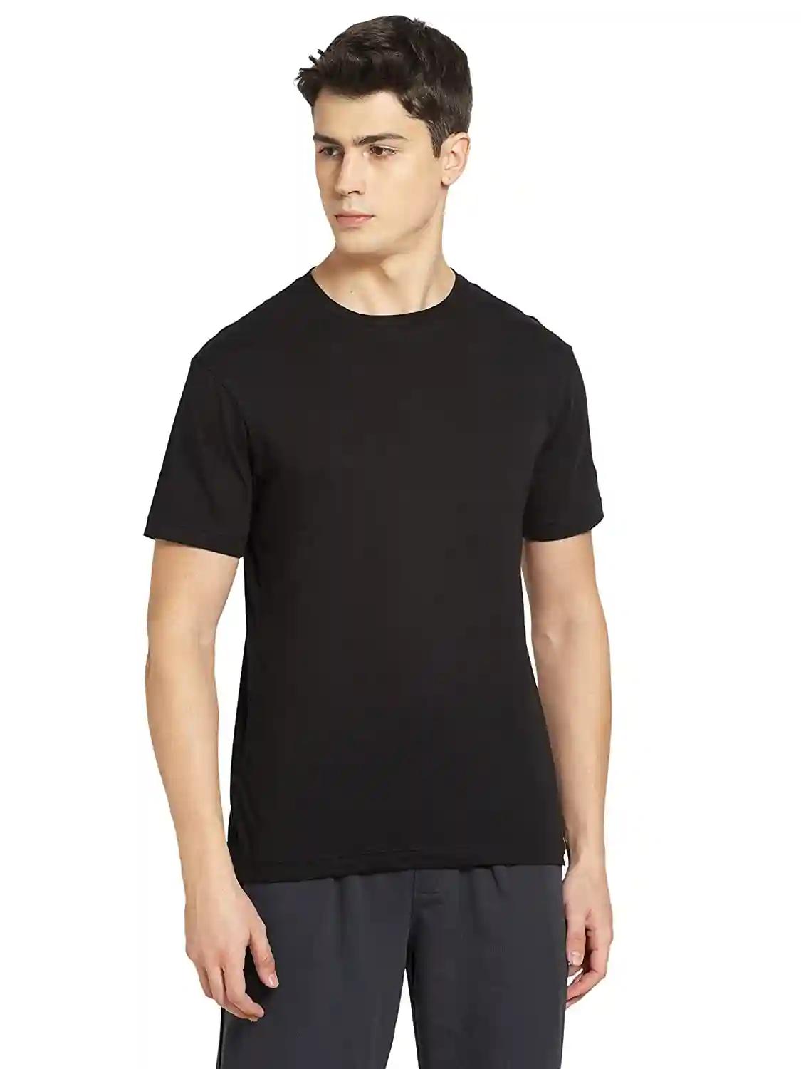 Round Neck Cotton T-Shirt - Black (Small)