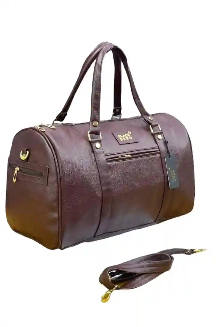 Stylish Leather Duffle Bag for Travel - Dark Brown