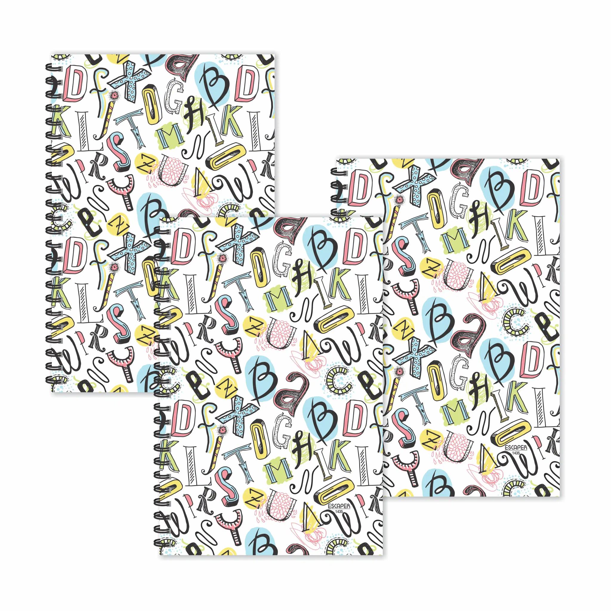 Alphabets Doodle Ruled Diaries - Pack Of 3