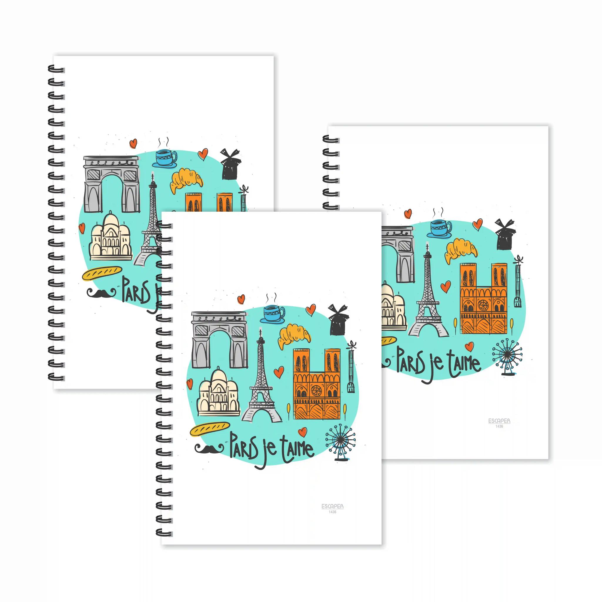 Paris Je T'aime Ruled Diaries - Pack Of 3