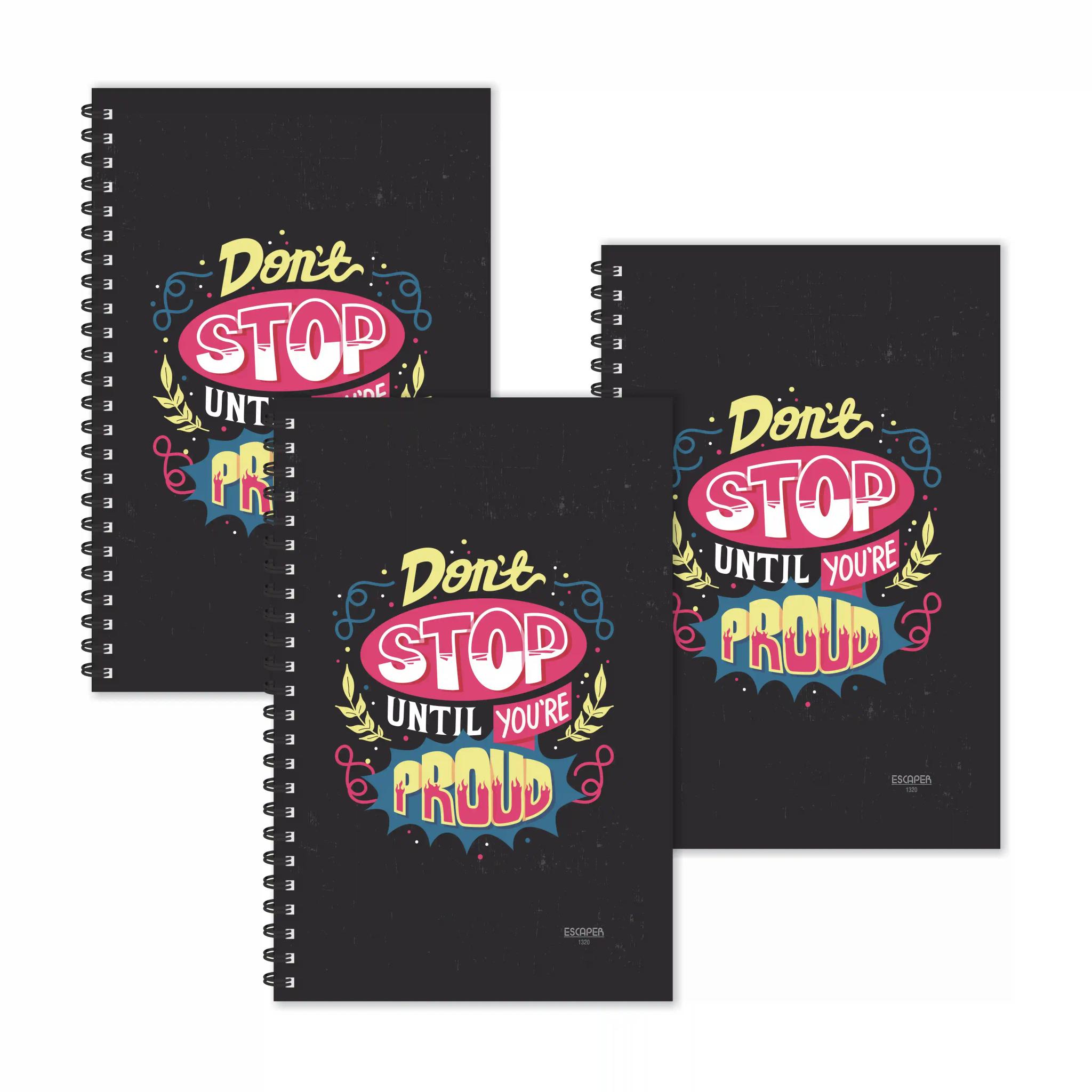 Don't Stop Until Proud Motivational Ruled Diaries - Pack Of 3