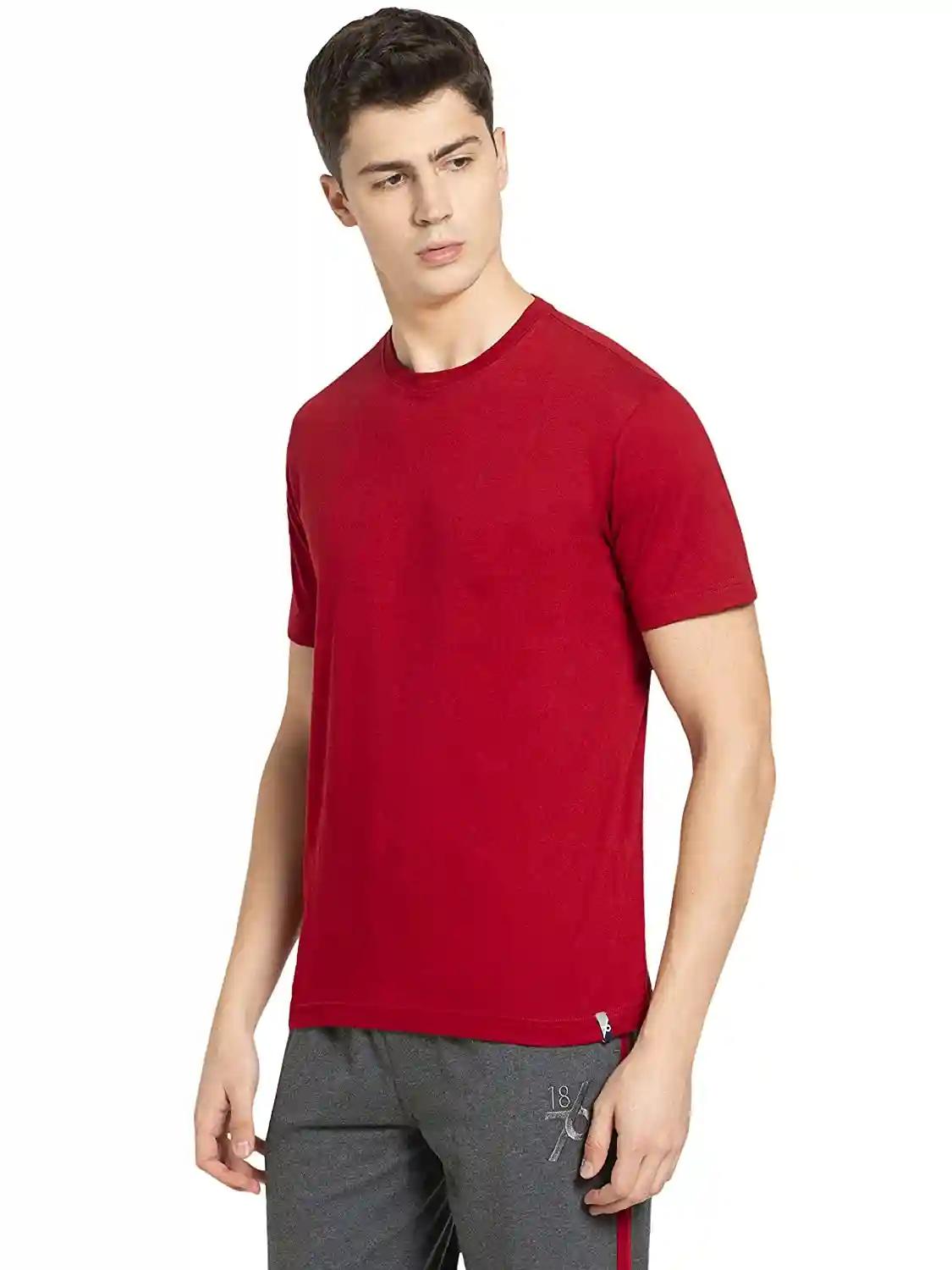 Round Neck Cotton T-Shirt - Red (Small)