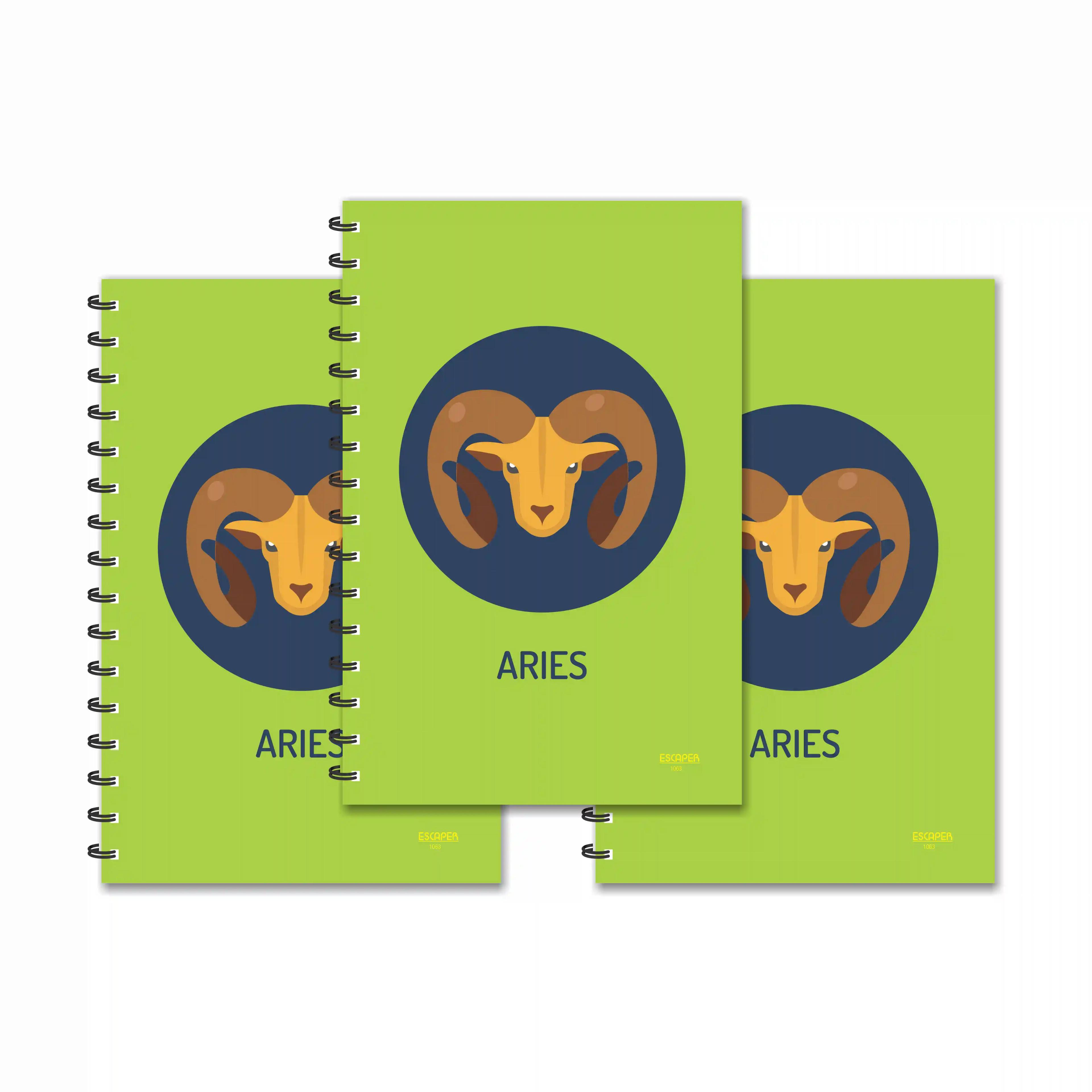 Aries Designer Zodiac Ruled Diaries - Pack Of 3