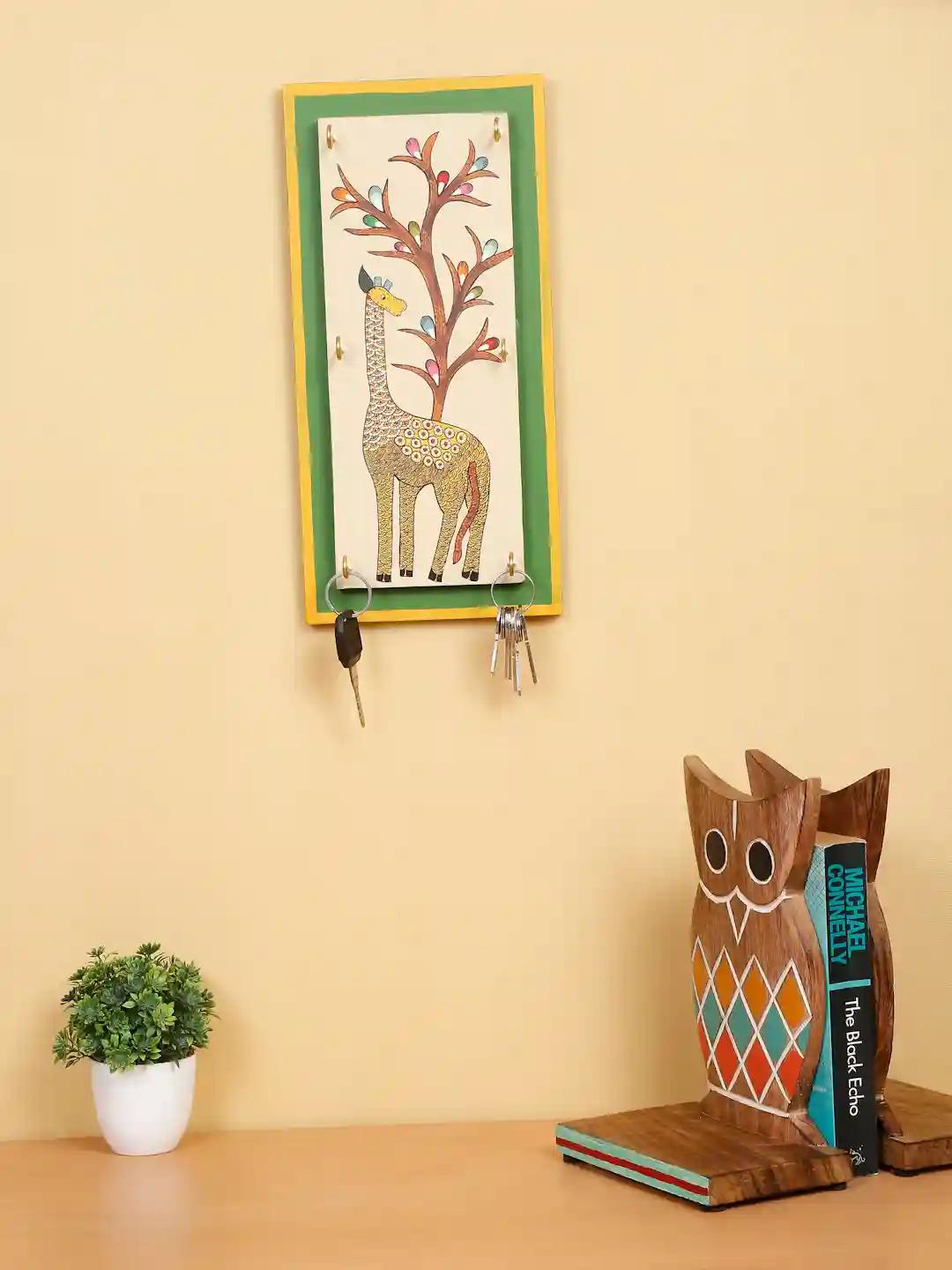 Shilpkara Giraffe Galore Handpainted Wooden Key Holder