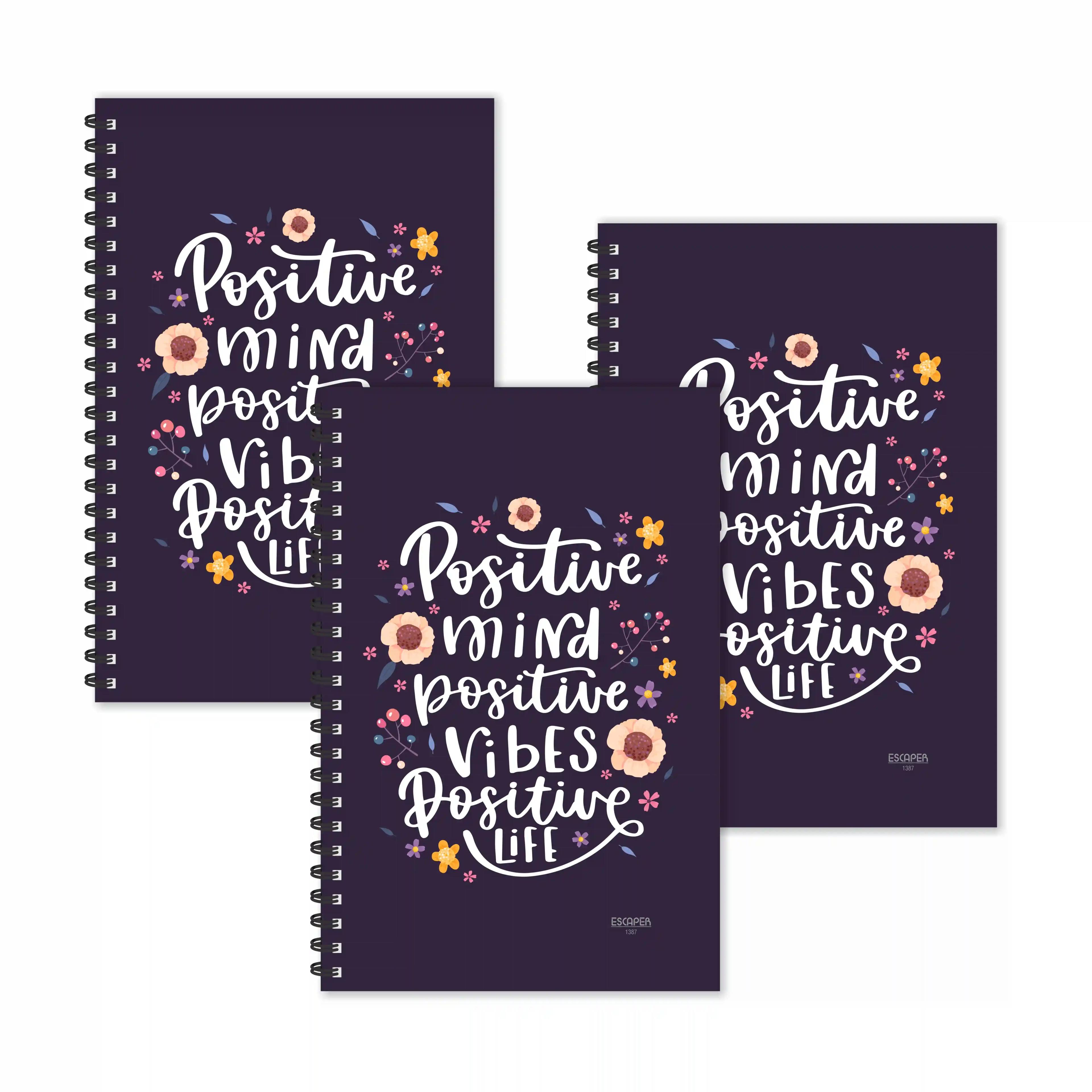 Positive Mind | Vibes | Life Motivational Ruled Diaries - Pack Of 3