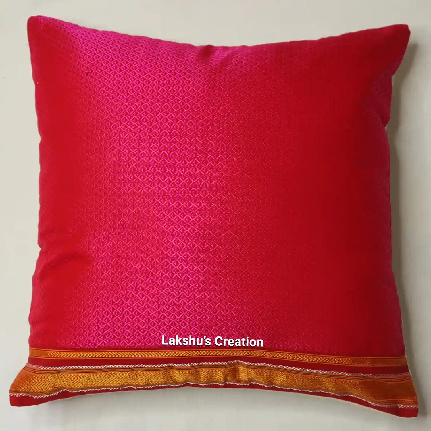 Designer Khun Cushion Covers - Pink & Yellow (Pack of 1)