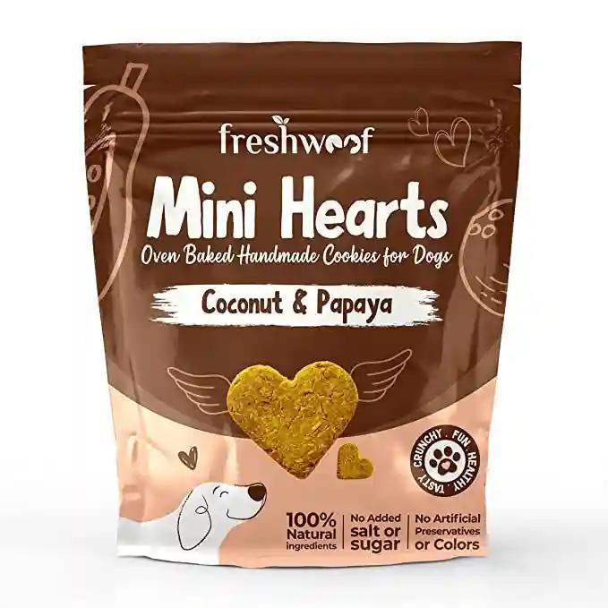 Mini Hearts Handmade Cookies for Dogs - Coconut & Papaya, Set of 2