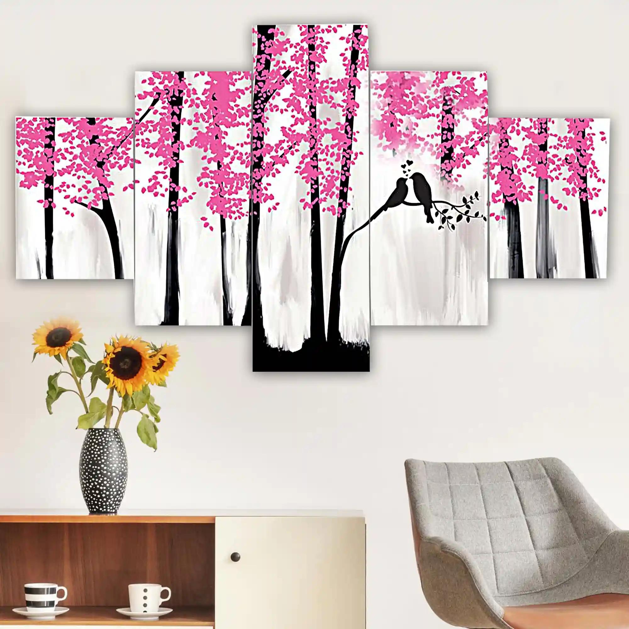 Framed Wall Painting For Home Decoration Pack of 5 (119.5 x 60 Cm)- Pattern 118