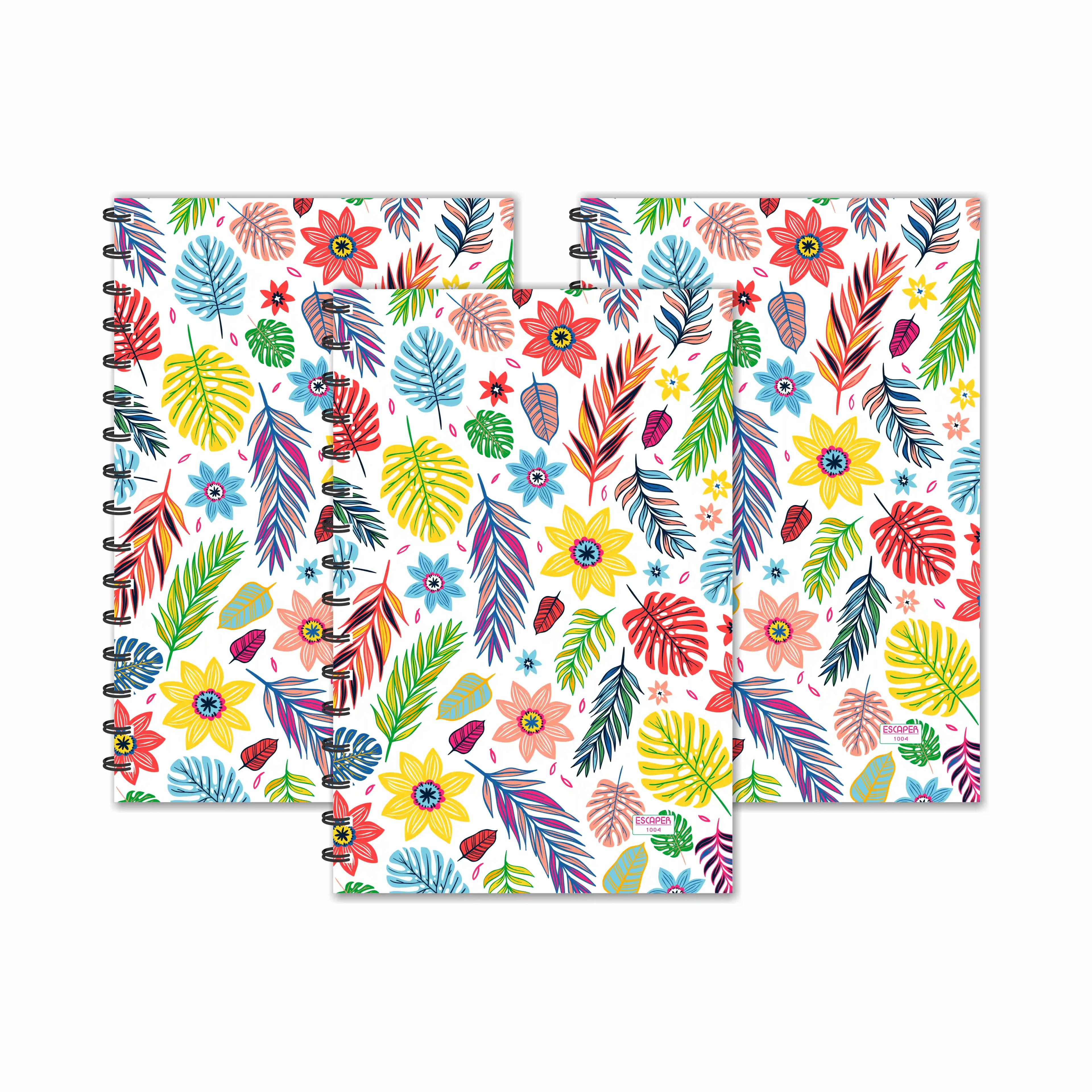 Floral Print Designer Ruled Diaries - Pack Of 3