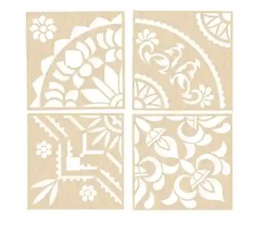 Woodcraft Original Rangoli Stencil Set For Diwali & Home Decoration -  Pack Of 4