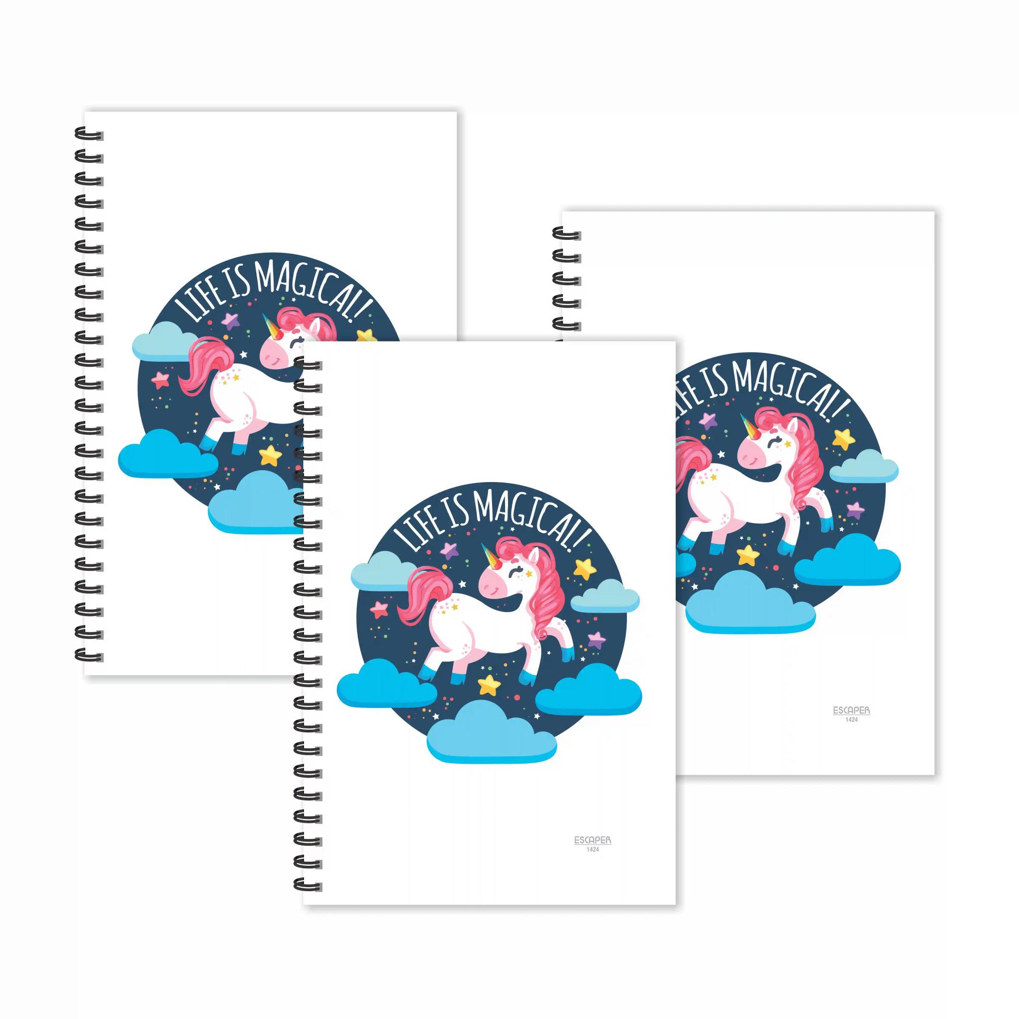 Life Is Magical Unicorn Ruled Diaries - Pack Of 3