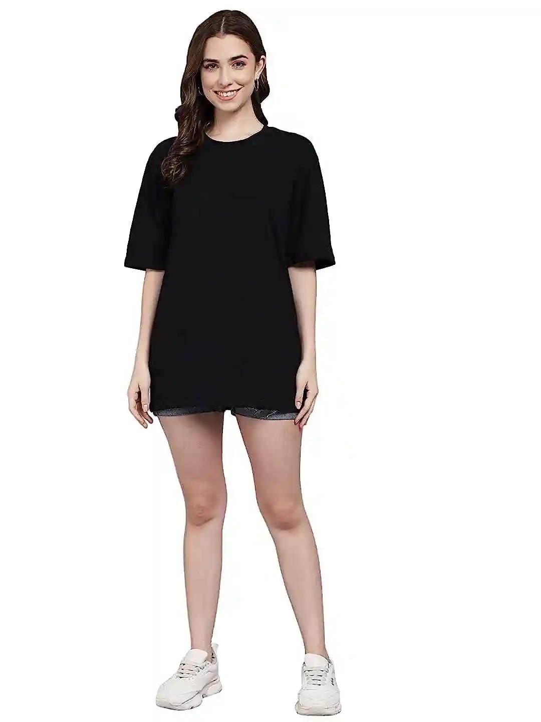 Cotton Oversized T-Shirt for Women - Black(Small)