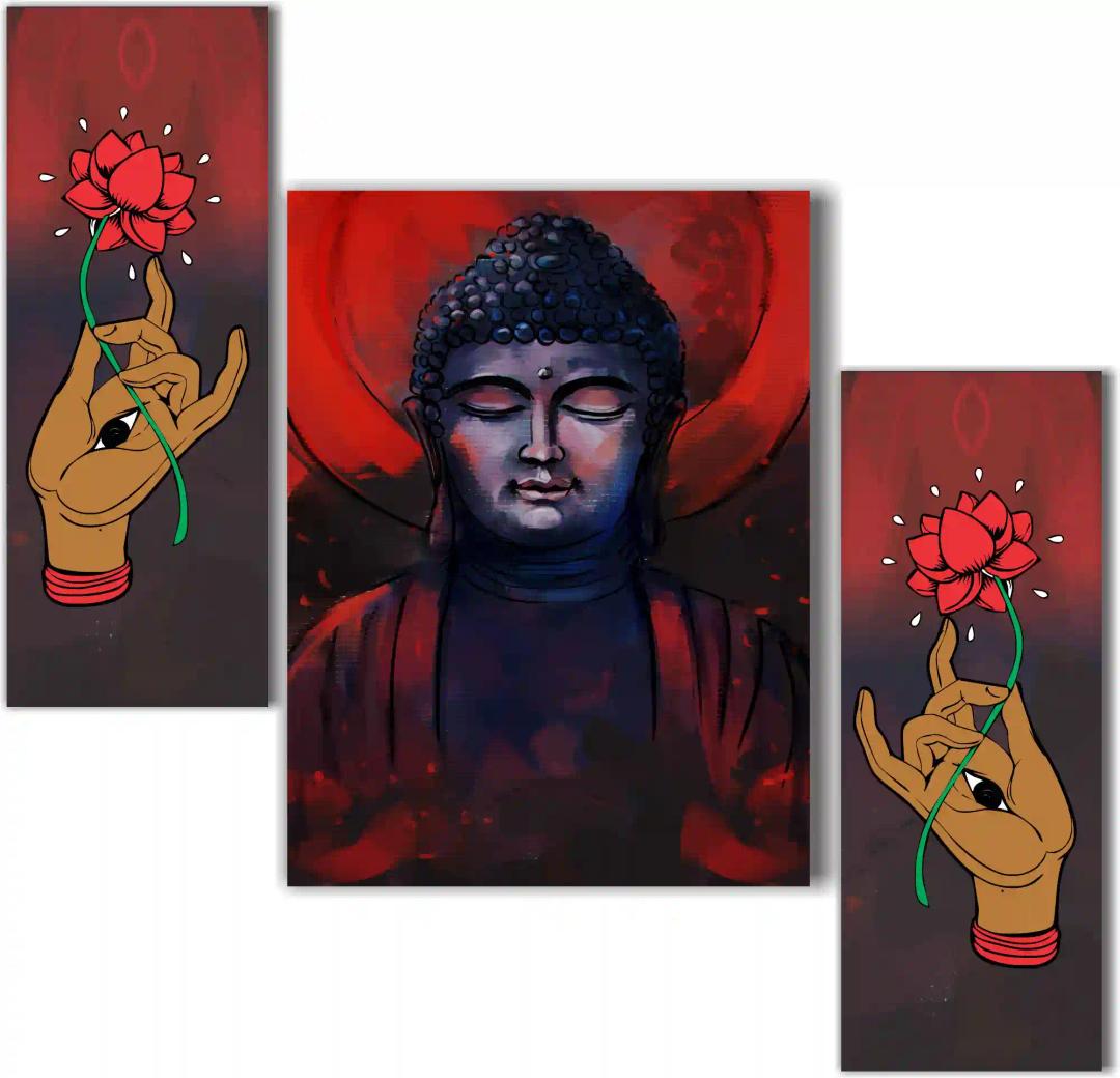 Framed Buddha Wall Painting for Home Decor - Pattern 205