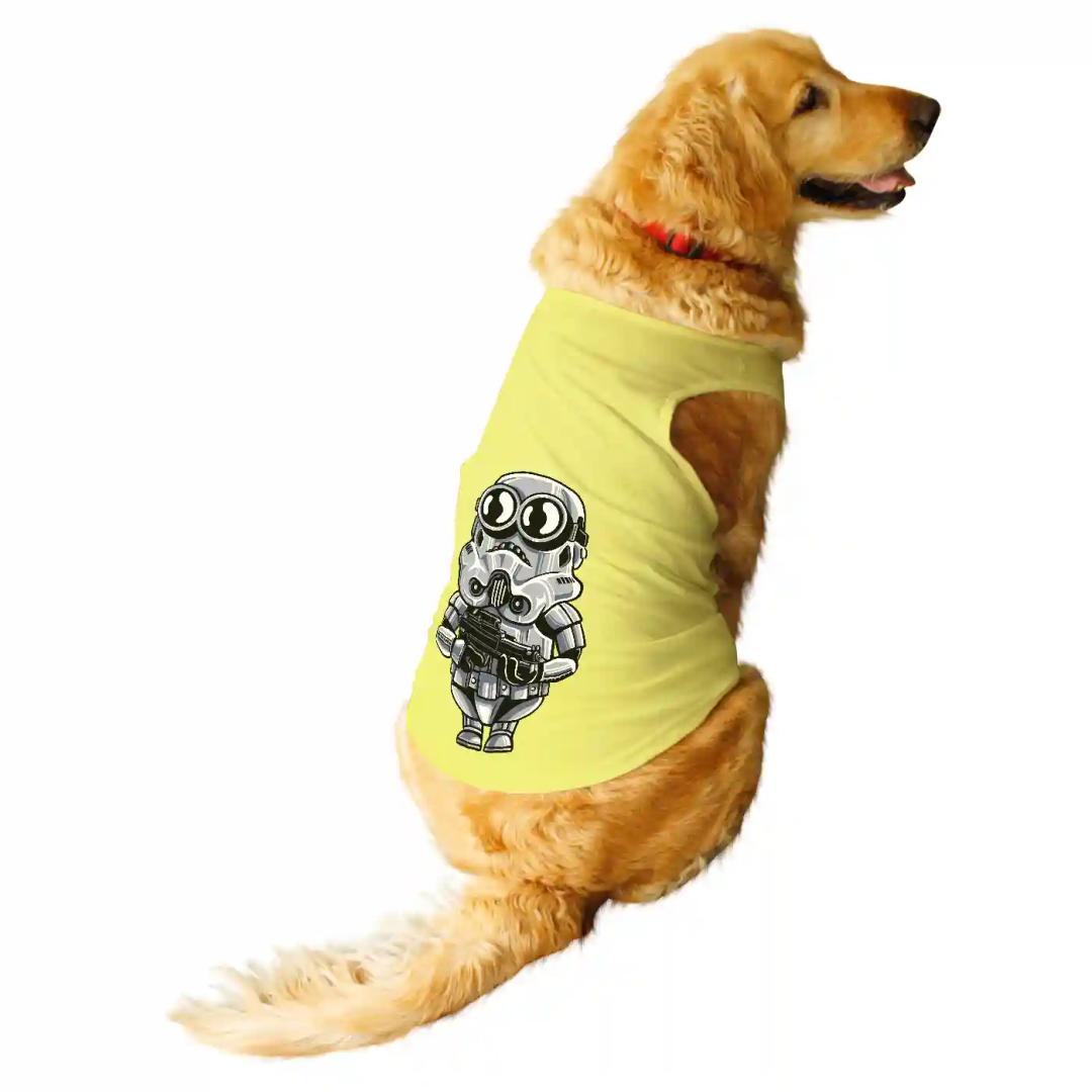 Ruse Cartoon Trooper Printed Dog Round Neck Vest Tank Tees For Dogs - Lemon Yellow