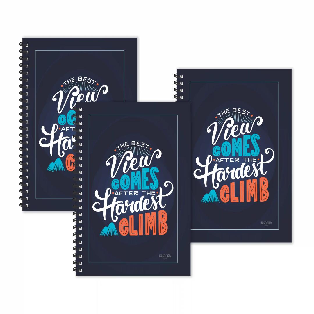 The Best View Comes After Hardest Climb Motivational Ruled Diaries - Pack Of 3