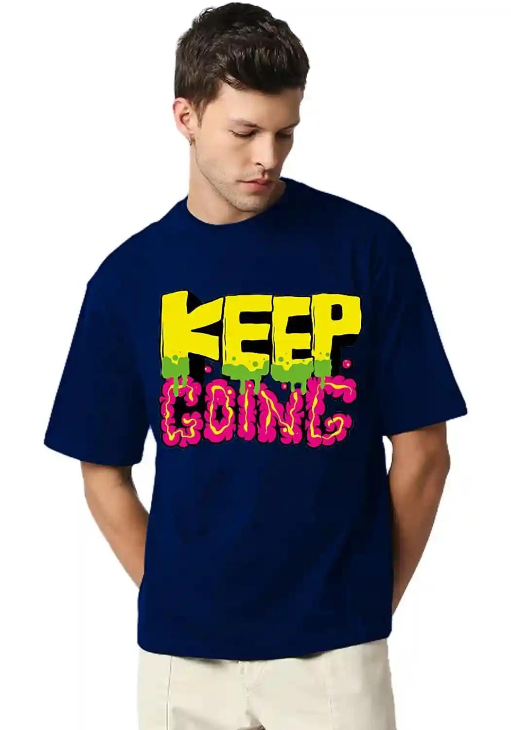 Keep Going Cotton Blend Oversized Royal Blue T Shirt - S