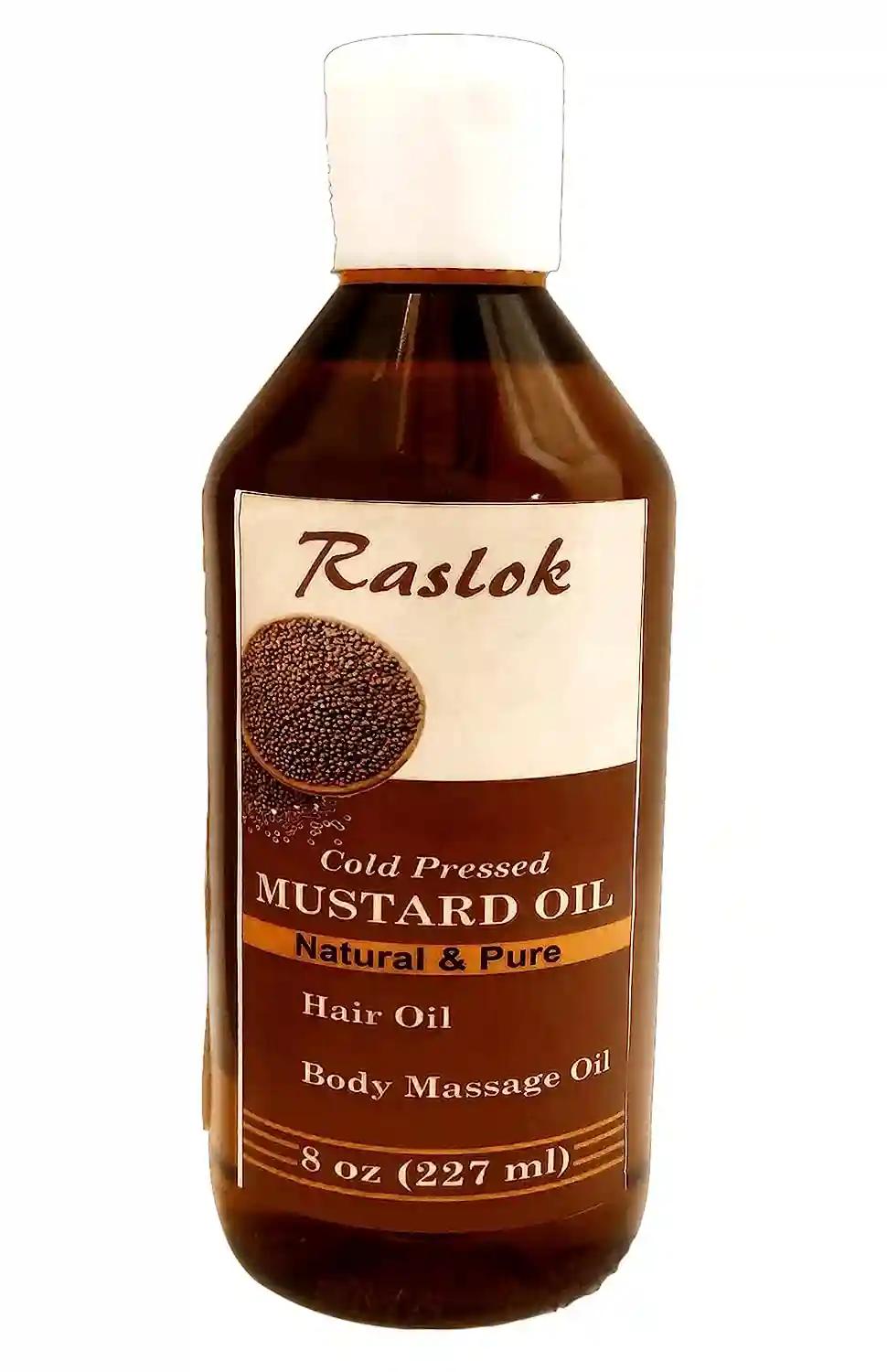 Raslok Unrefined 100% Pure Natural Cold Pressed Mustard Oil/Brassica Juncea For Hair Growth, Skin, Massage - 227 Ml