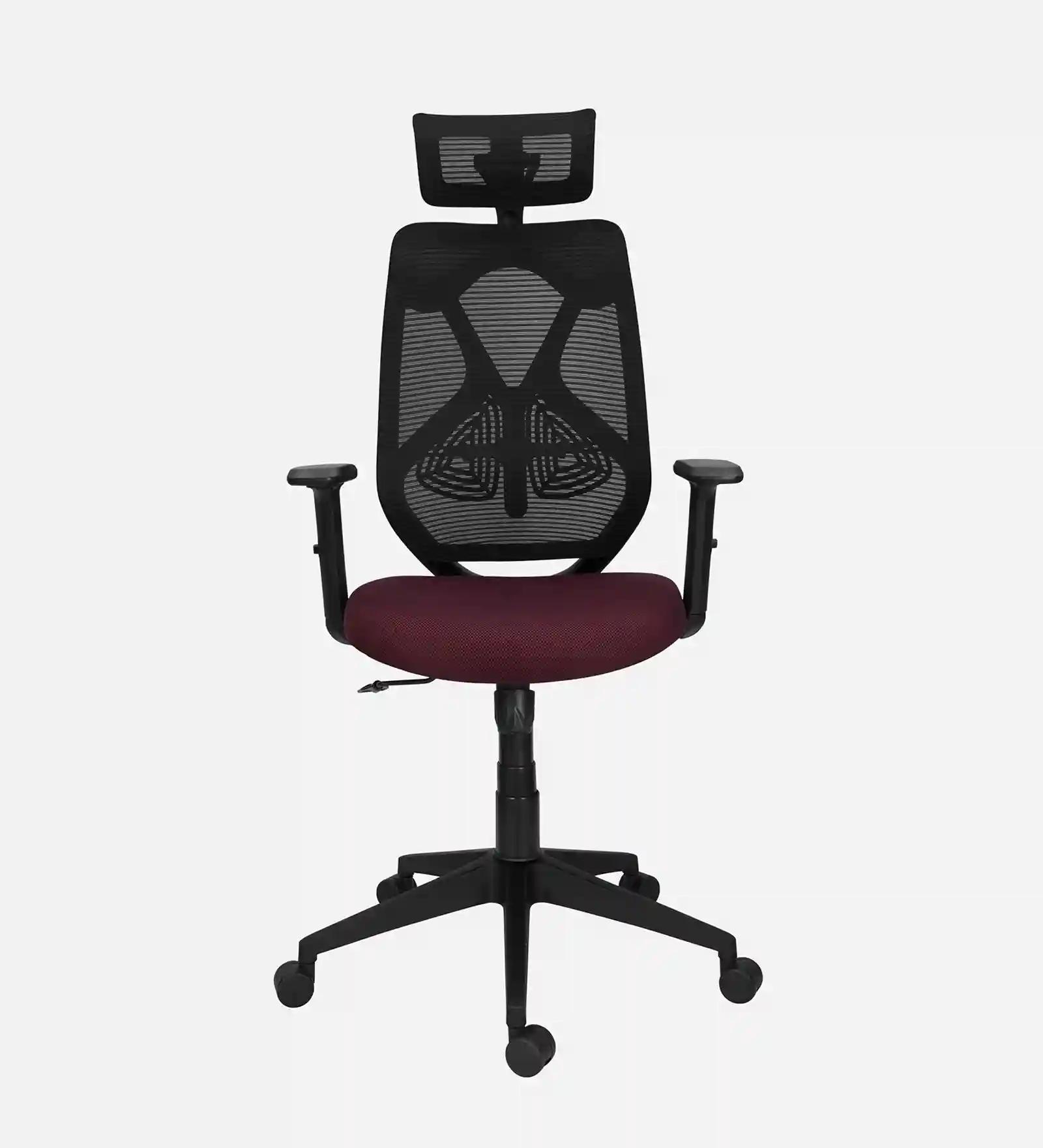 Oxford Classic Ergonomic High Back Chair In Nylon Base - Maroon & Grey