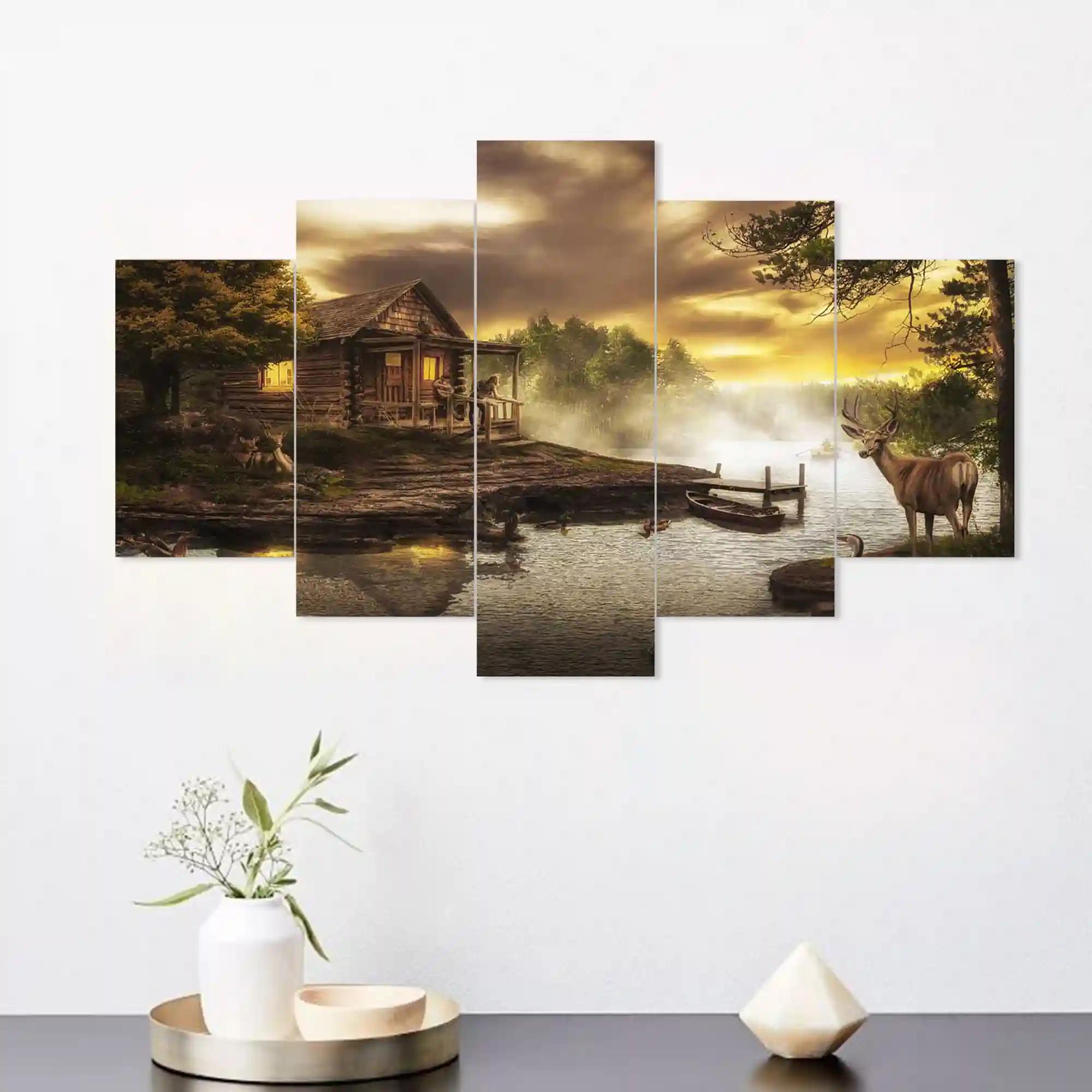 Framed Wall Painting For Home Decoration Pack of 5 (119.5 x 60 Cm)- Pattern 117