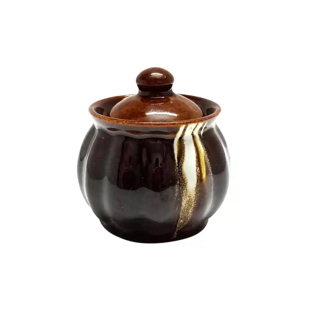 Ceramic Hand Painted Multi-Use Storage Small Jars - Pack of 1 (Dark Brown)