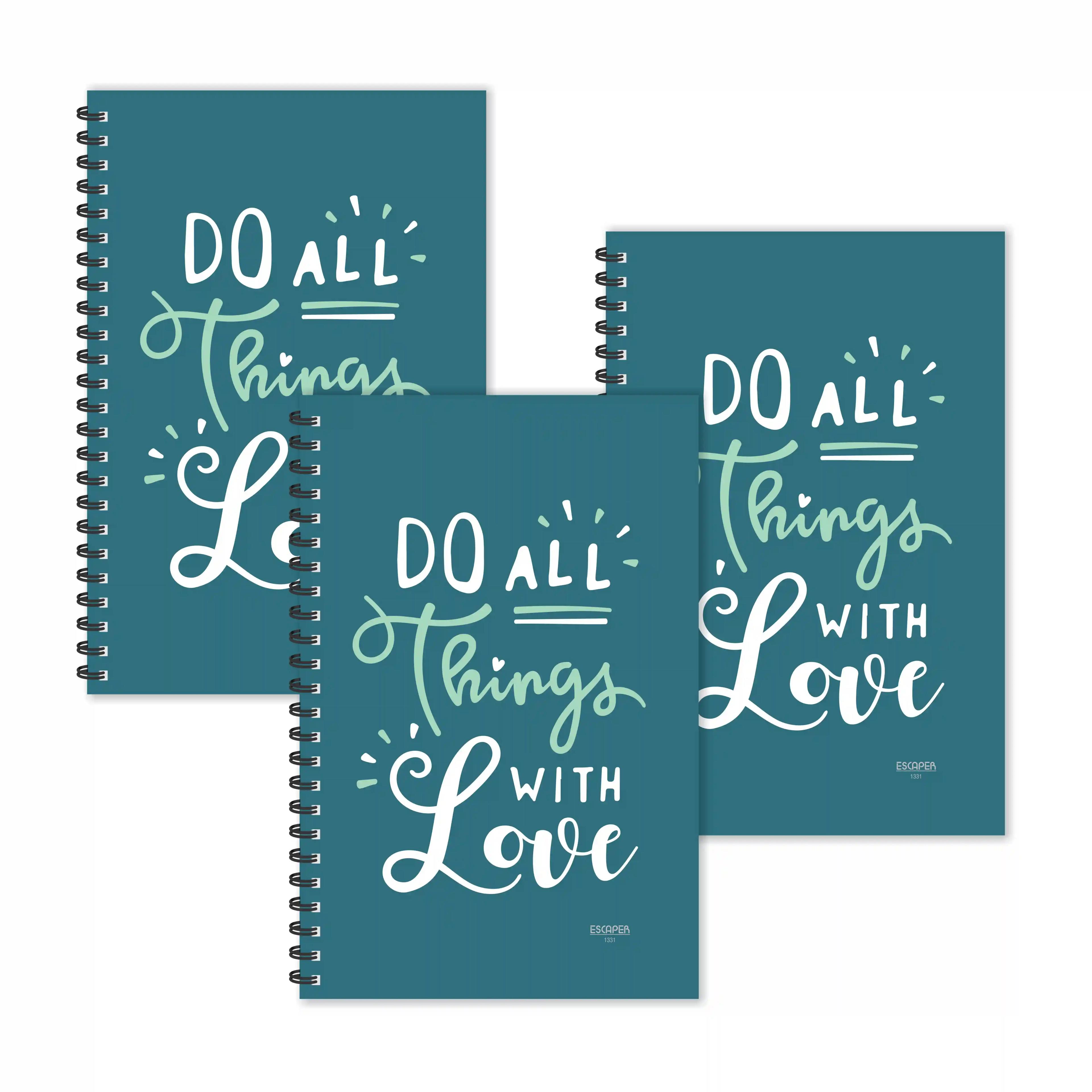 Do All Things With Love Motivational Ruled Diaries - Pack Of 3