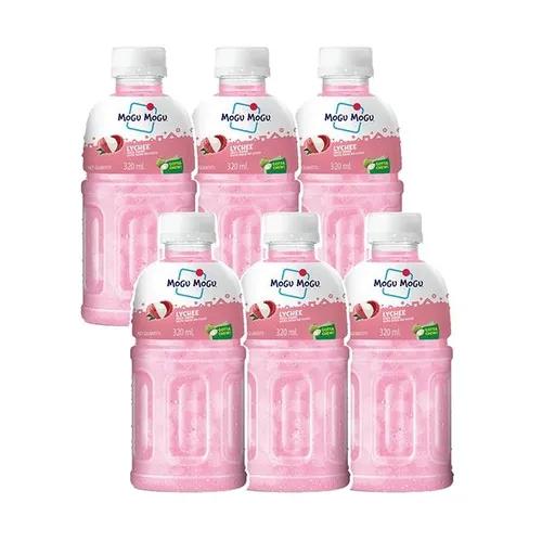 Mogu Mogu Lychee Juice 25% with Nata De Coco 320ml (Pack of 6)