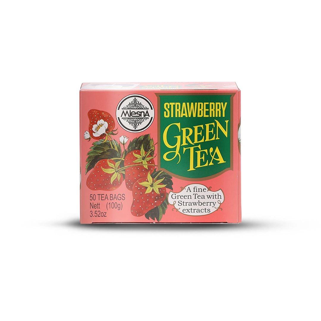 Mlesna Strawberry Green Tea 100g (50 x 2g) Flavoured Green Tea Bag (Pack of 1)